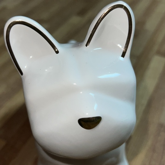 White Boston Terrier Canvas Dog Figurine Tabletop Decor with Gold Accents BNWT - Picture 6 of 9